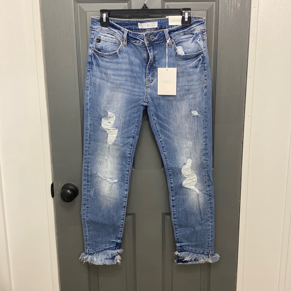 NWT kancan distressed frayed hem ankle skinny jeans